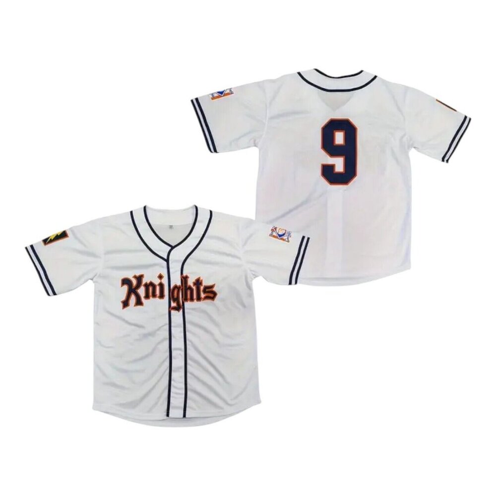 New York Knights Roy Hobbs #9 Baseball Jersey Stitched White Men's